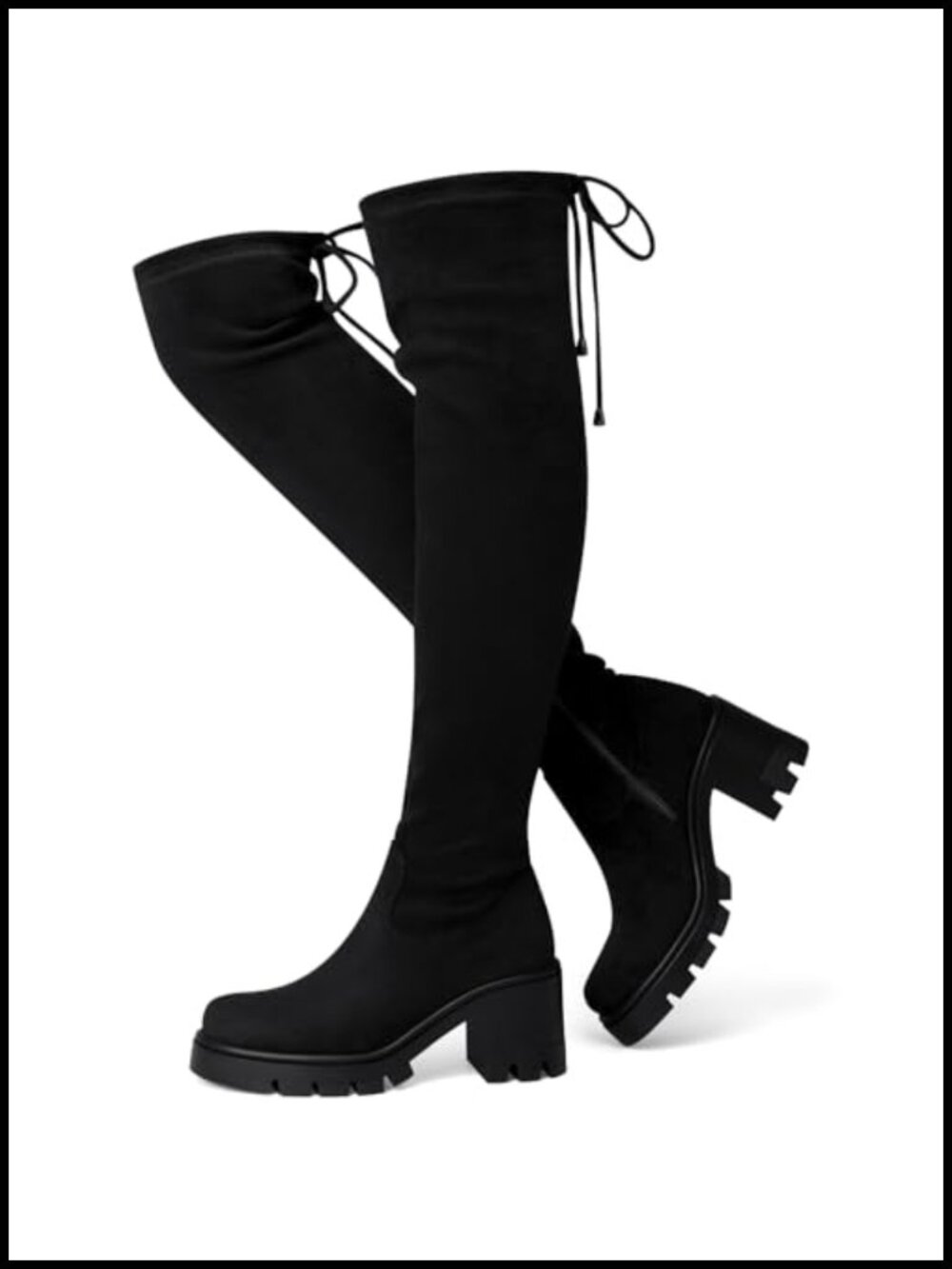 Over Knee Boots for Women Chunky 3 inch Block Heel Side Zip Faux Suede Fall
